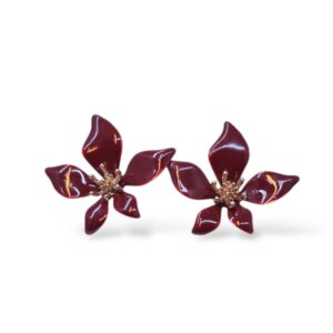 Floral De Red Stud Earrings