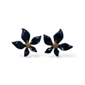 Floral De Black Stud Earrings