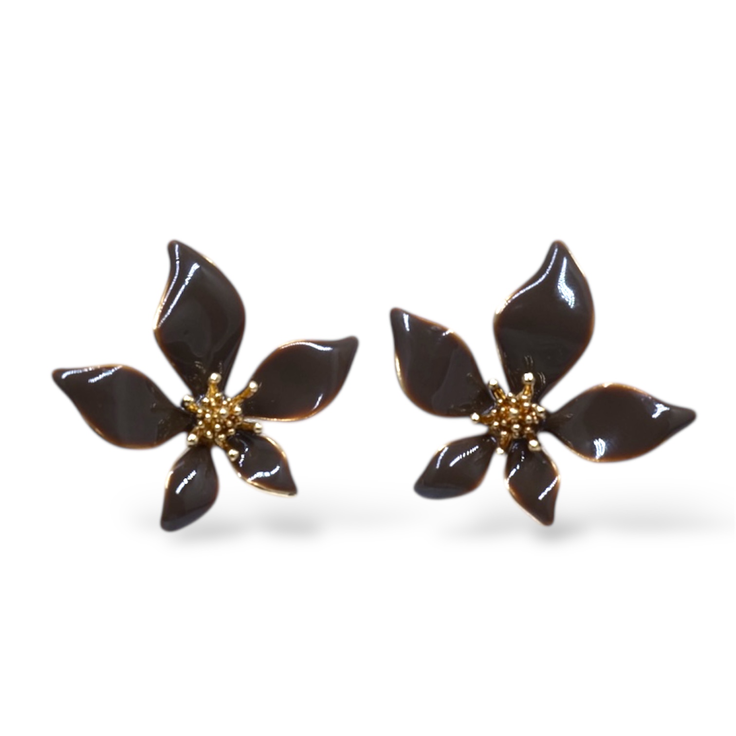 Floral De Brown Stud Earrings