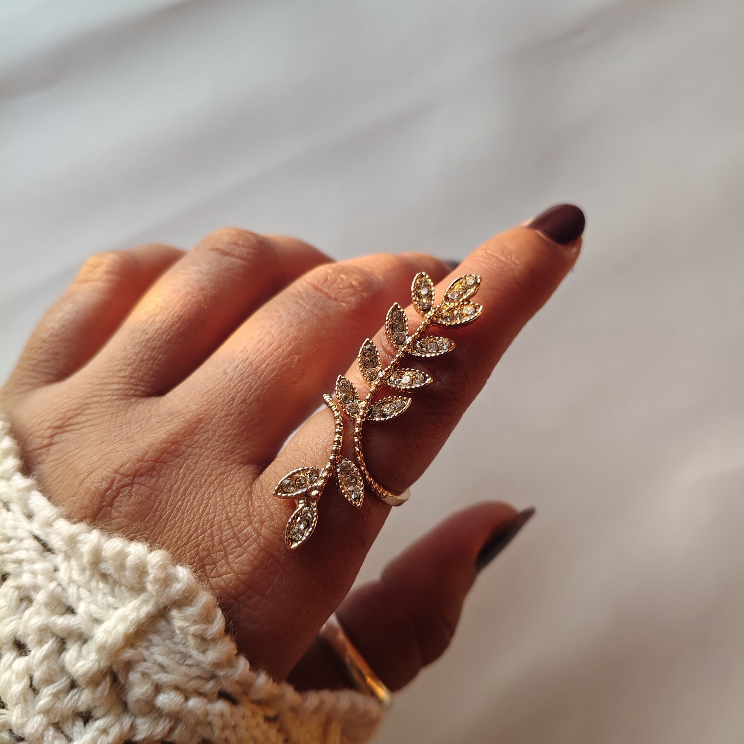 Prerna Leaf Ring Adjustable - Image 3