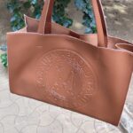 Minimalist Embossed Tote Bag – Tan Brown