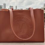 Minimalist Embossed Tote Bag – Tan Brown