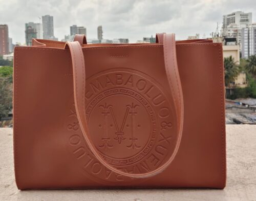 Minimalist Embossed Tote Bag – Tan Brown photo review