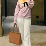 Minimalist Embossed Tote Bag – Tan Brown