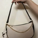 Charm Teddy Shoulder Bag- Ivory & Black