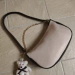 Charm Teddy Shoulder Bag- Ivory & Black