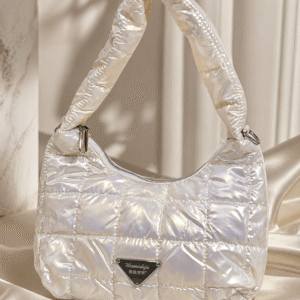 Pearl White Korean Puffer Shoulder Bag