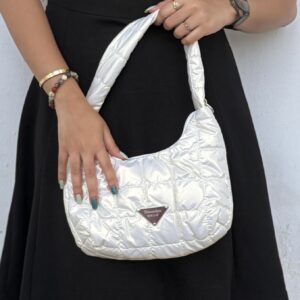 Pearl White Korean Quilted Shoulder Bag